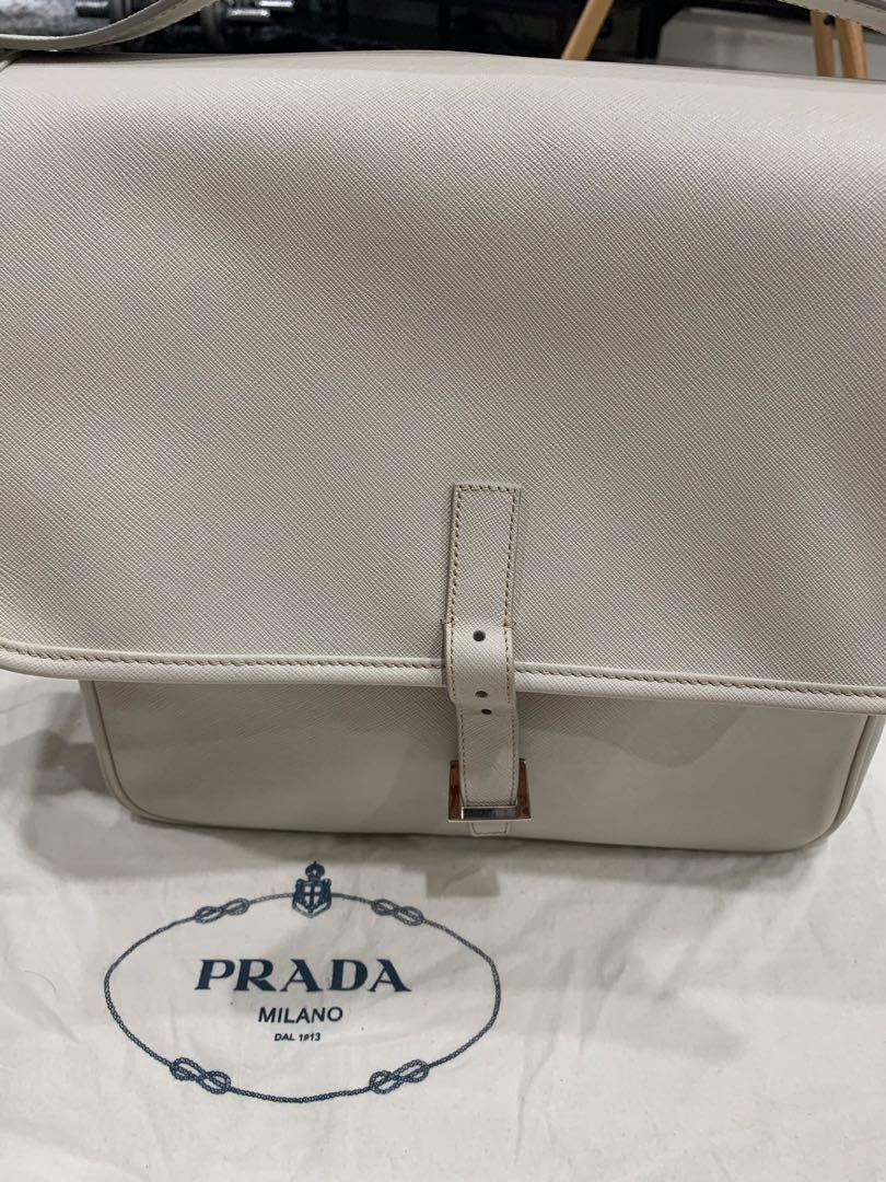 Authentic Prada messenger bag white colour, Luxury, Bags & Wallets on