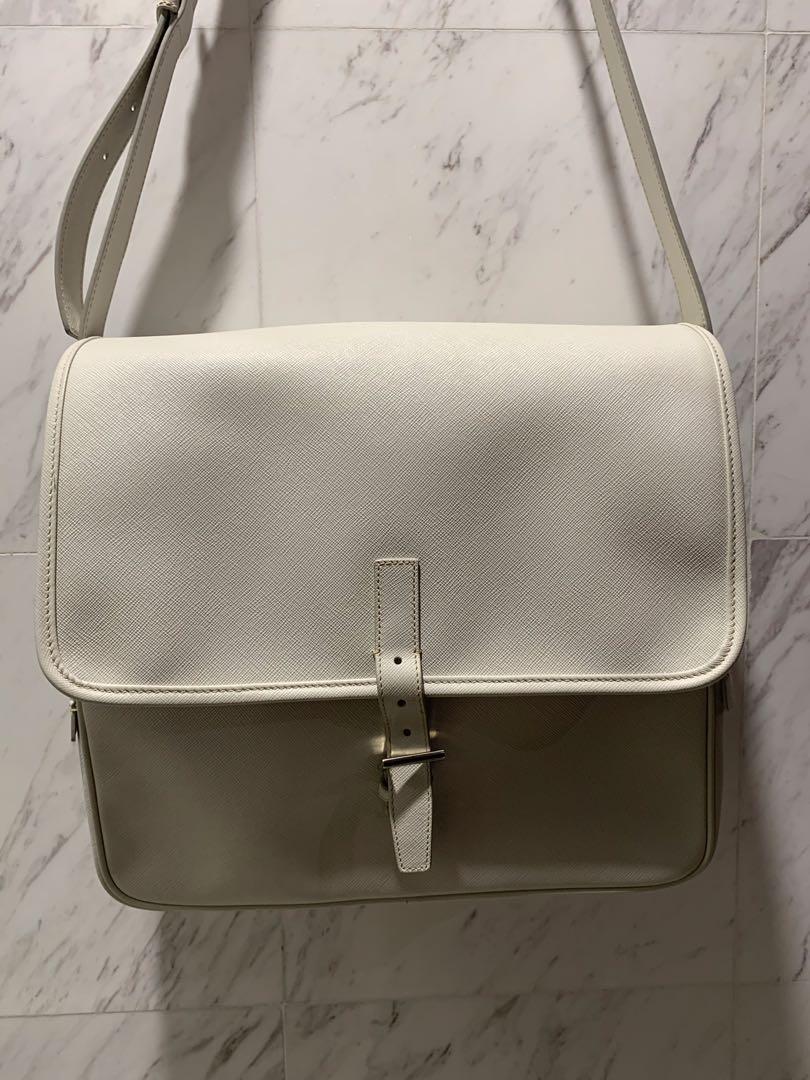 Authentic Prada messenger bag white colour, Luxury, Bags & Wallets on