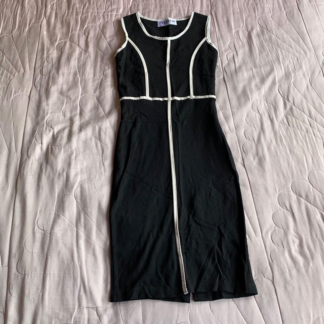 Black dress with white outline