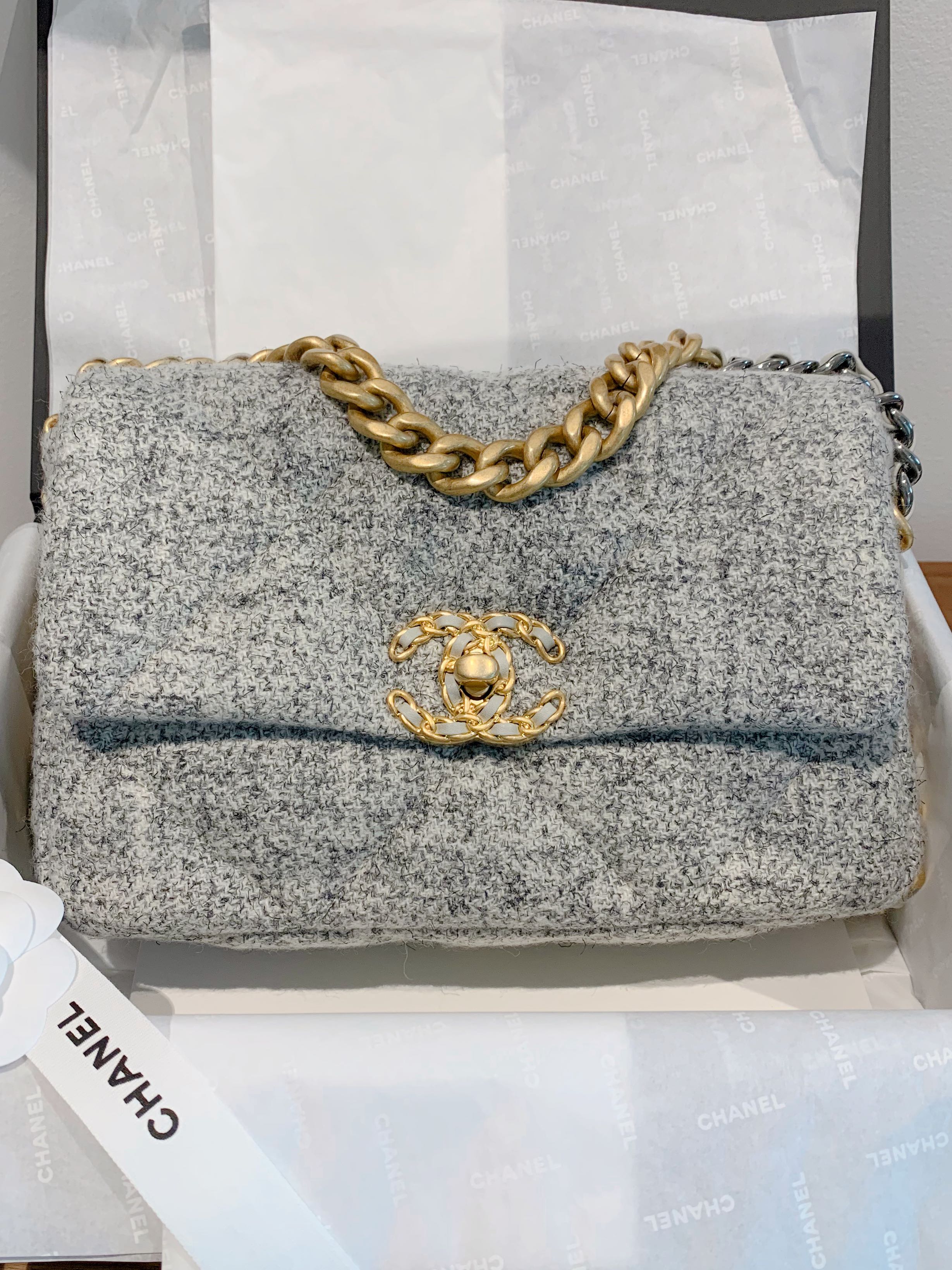 Chanel 19 Tweed Leather Bag, Luxury, Bags & Wallets on Carousell