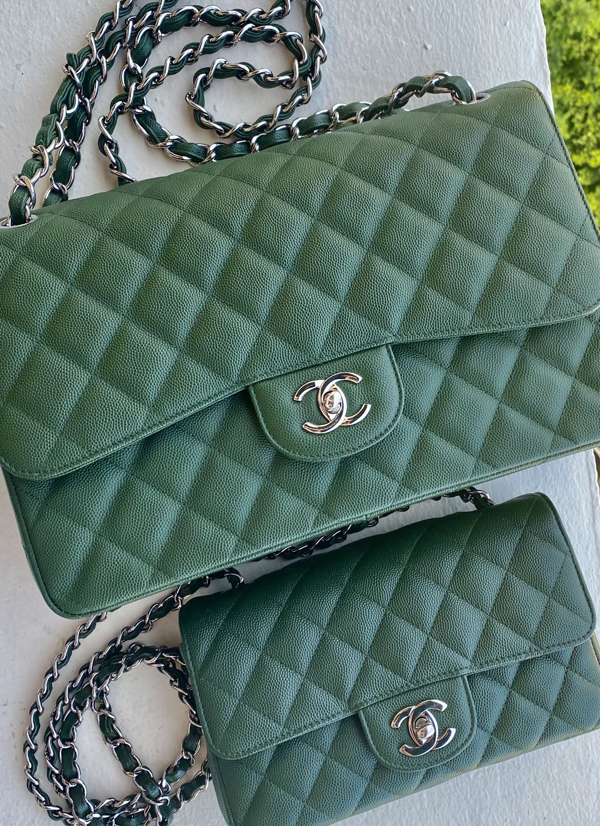 Chanel jumbo dark green 18C, Luxury, Bags & Wallets on Carousell