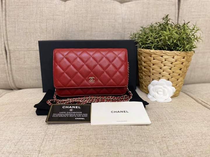 Chanel Woc Red Caviar Shw In Red, Luxury, Bags & Wallets On Carousell