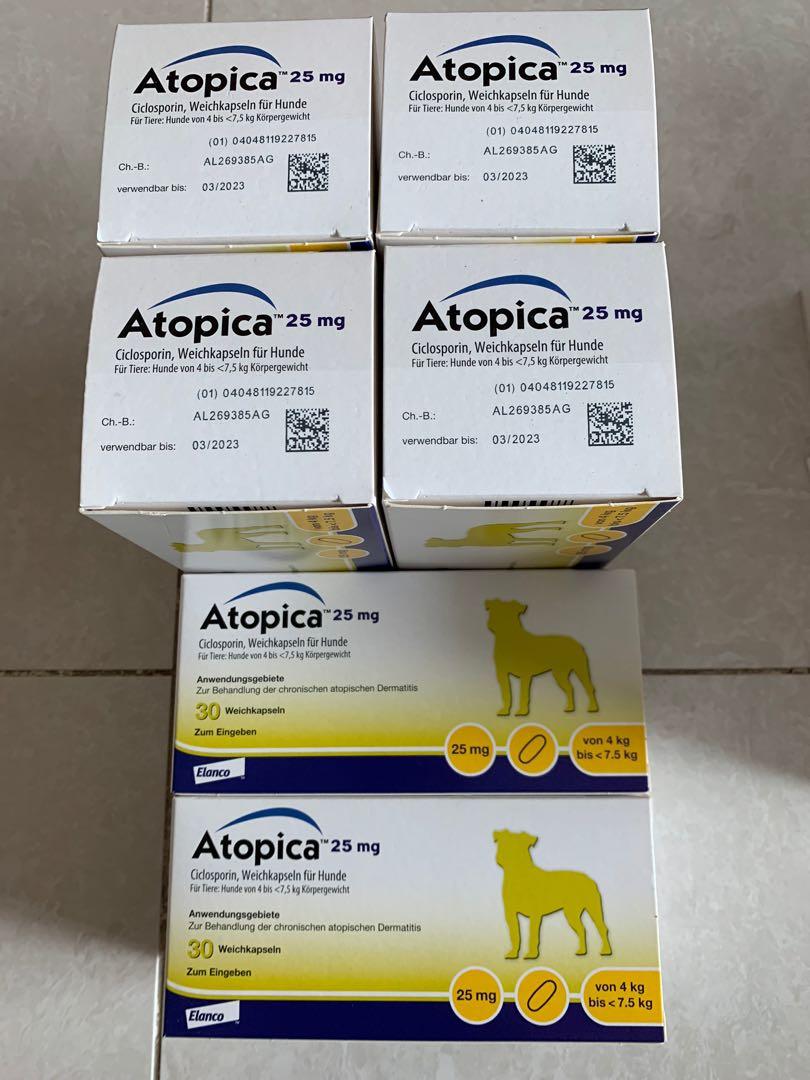 Dog medication Atopica 25mg 30 Capsules, 寵物用品, 寵物衣服 Carousell