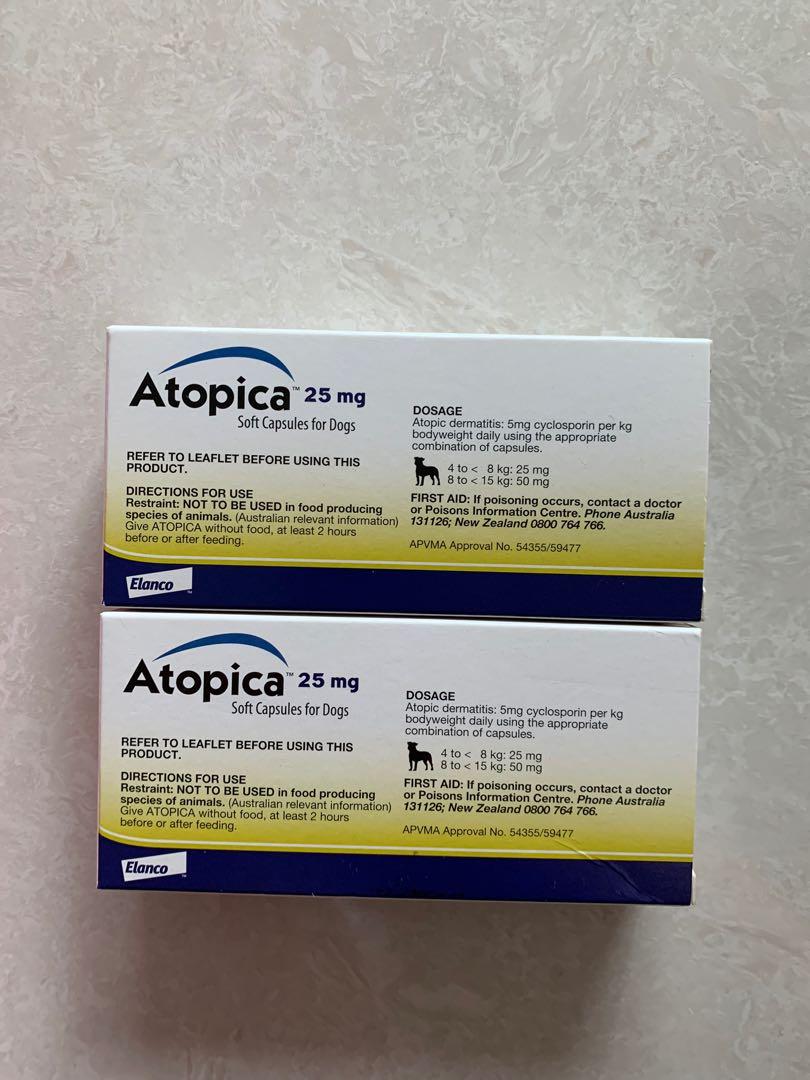 Dog medication Atopica 25mg 30 Capsules, 寵物用品, 寵物衣服 Carousell