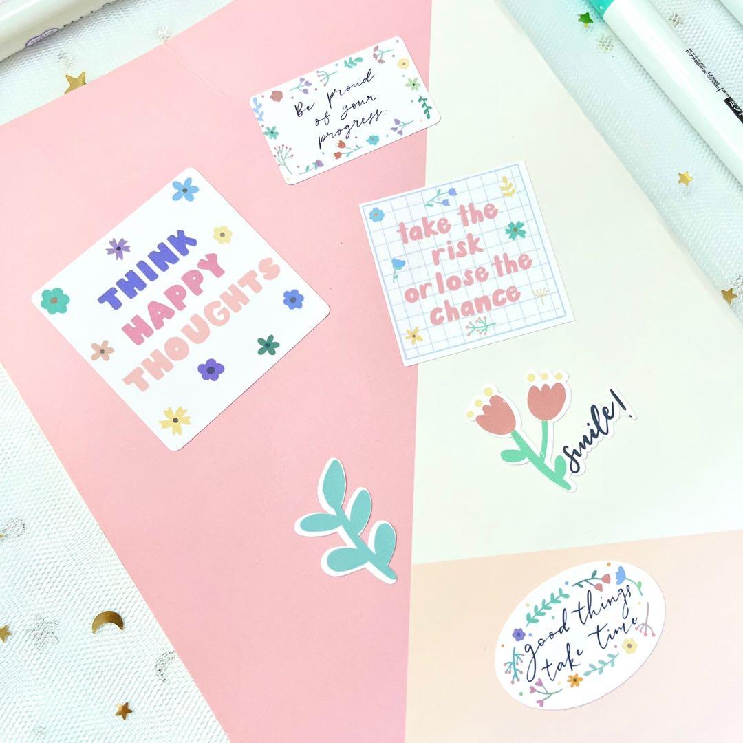 Floral Quotes Sticker Sheet, Bullet Journal, Planner Stickers, Positive