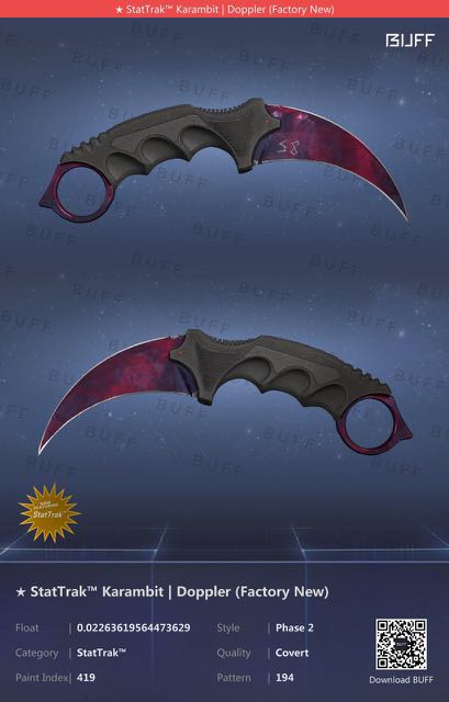 Fn St Karambit P2 Doppler Video Gaming Gaming Accessories In Game Products On Carousell