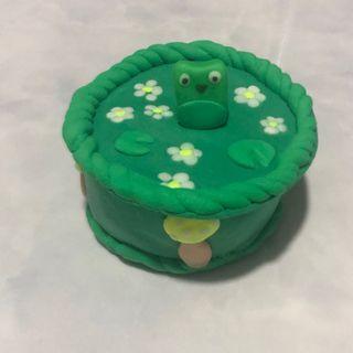 frog & mushroom cake jewelry / trinkets tray holder container