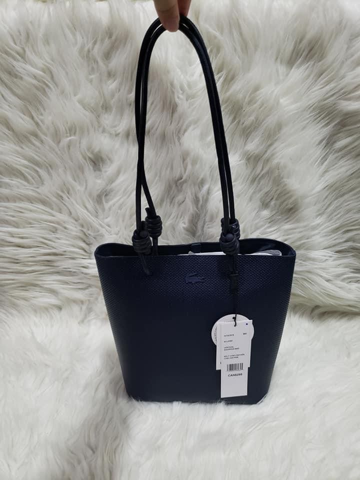 Lacoste Chantaco Matte Pique Leather Vertical Tote Bag