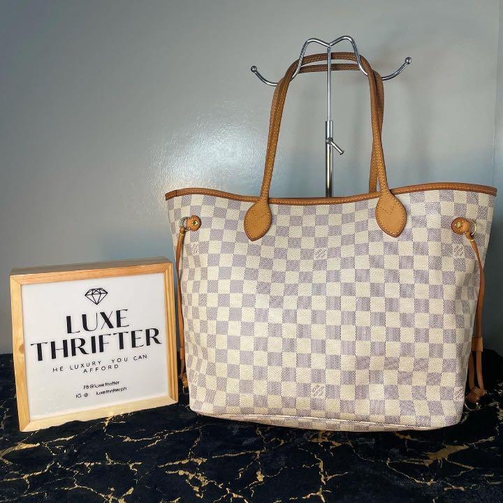 LV NEVERFULL MM DAMIER AZUR TOTE BAG, Luxury, Bags & Wallets on Carousell