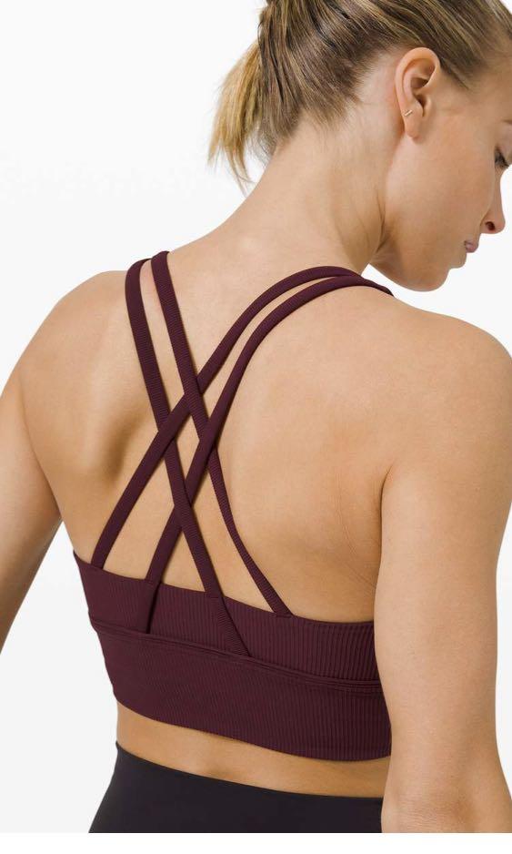 NWT Lululemon Energy Bra Long Line Ribbed~SIZE:4~Cassis