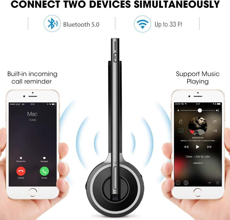 Mpow M5 Trucker Bluetooth Headset with Flip to Mute Microphone