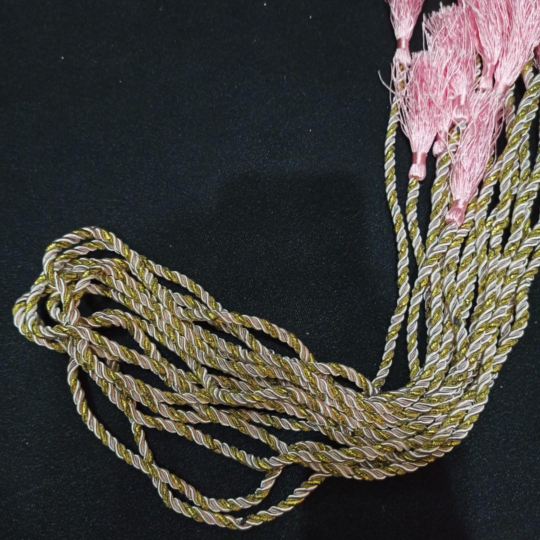 Pink Gold Tassels for Curtains / Drapes (Set of 2, Length 107 cm 