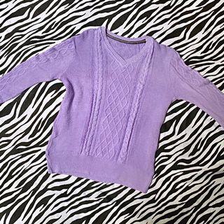 purple cable knit sweater knitwear ungu rajut kepang