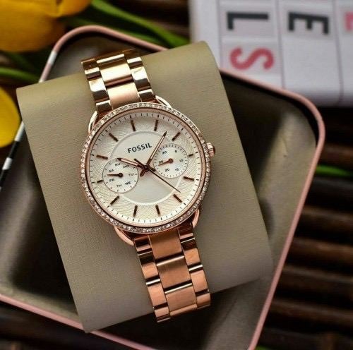 READY STOCK ORIGINAL FOSSIL TAILOR CHRONOGRAPH GOLD DIAL
