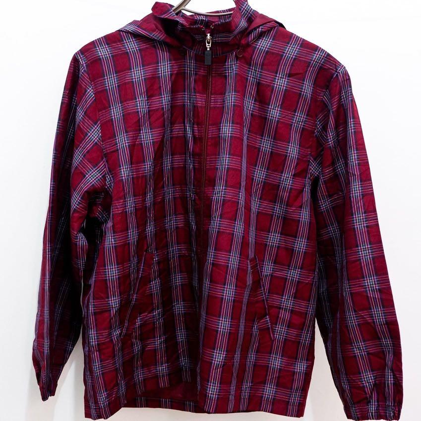 red checkered windbreaker