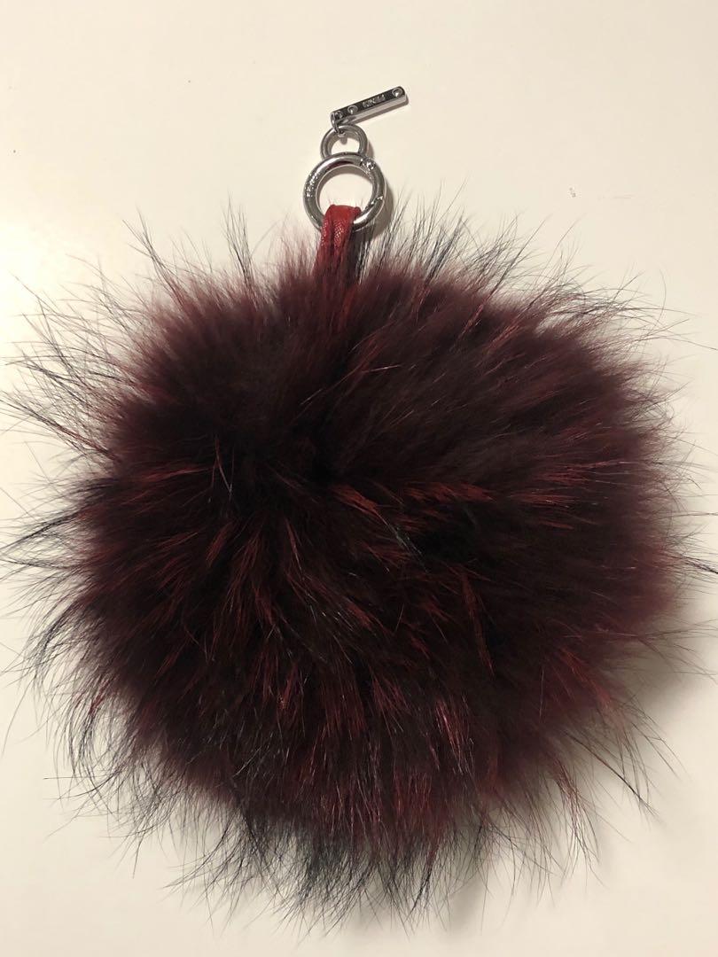 Replica Red Burgundy Fendi Fur Monster Bugs Bag Charm Keychain