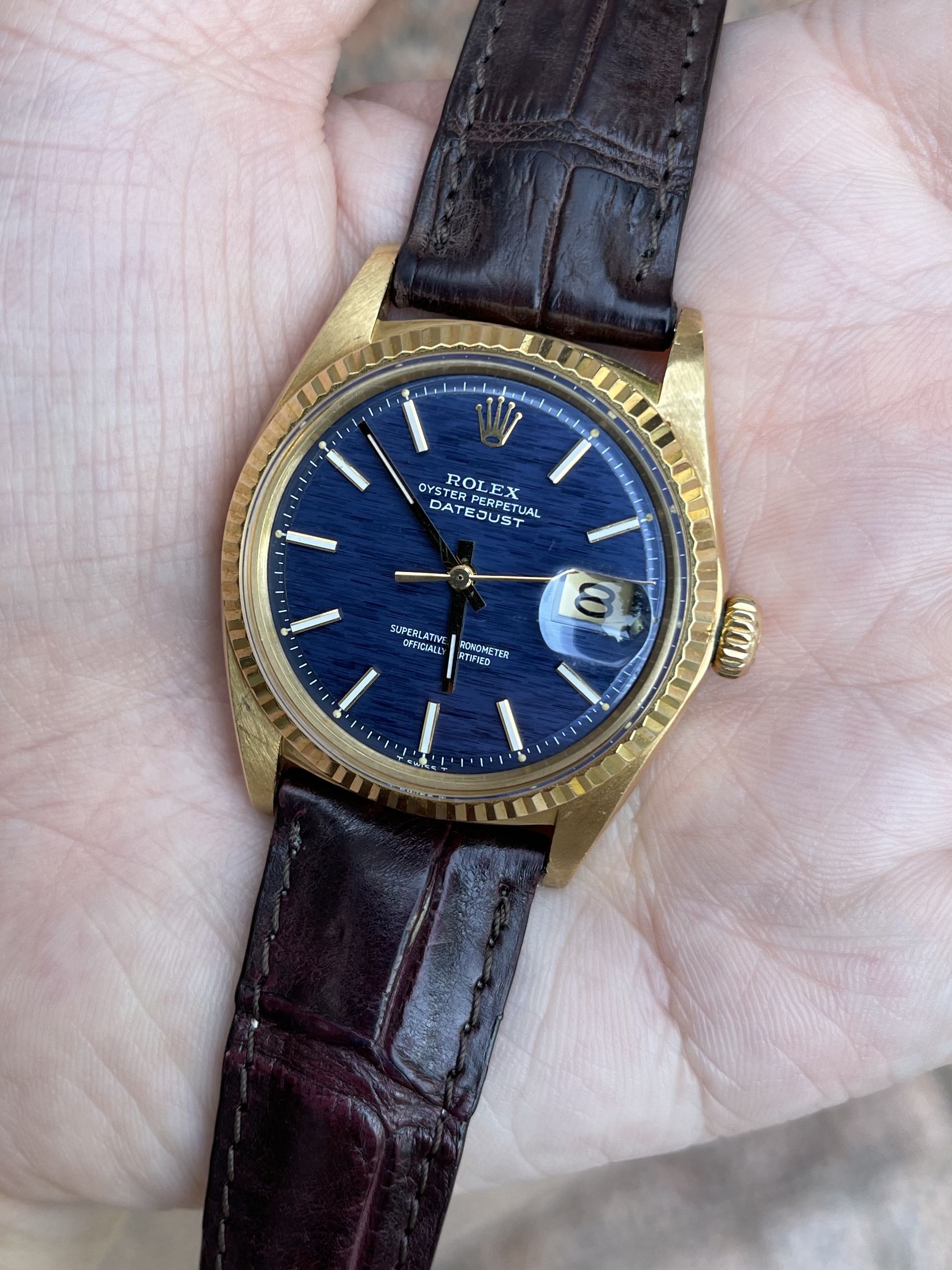 Rolex 1601 Datejust Mosaic Blue Dial 