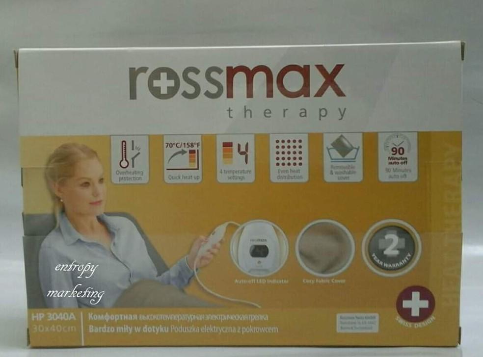 Rossmax Heating Pad (Category: Other Assistive Aids) located in Marikina City. Submitted by entropymarketing (Listing ID 1095726170, Image 1). Description: Entropy Marketing sells Medical Supplies "Your Affordable High Quality Medical Supplies Provider” We carry multiple brands with different quality and pricing levels Wholesaler and Retailer ROSSMAX HEATING PAD brandnew Model : HP3040A Power supply 220-240V AC 50hz Heat output : 100 watts Auto s