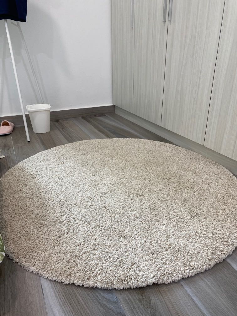 Round OffWhite Carpet (IKEA ADUM), Furniture & Home Living, Home Decor