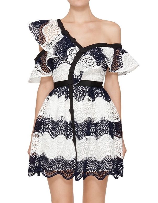 Self portrait lace frill new arrivals mini dress