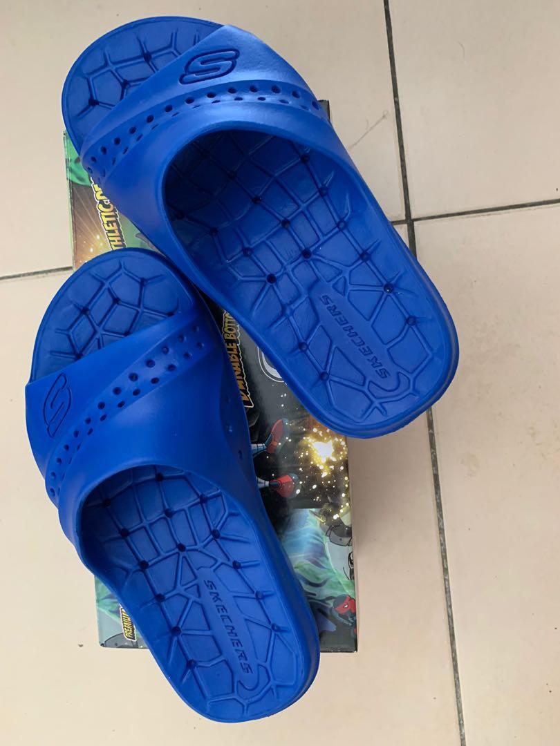 Skechers slippers kids blue online