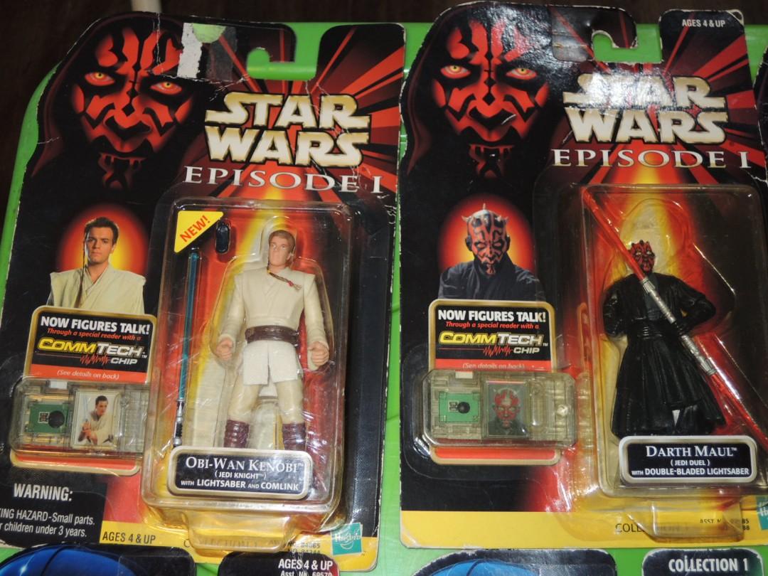 Star Wars Action Figures Mix (Category: Figurines & Statues) located in Paranaque City. Submitted by kutoi.ancheta (Listing ID 1095752879, Image 3). Description: Star Wars Action Figures Mix Episode 1 Hasbro with CommTech Chip Jar Jar Binks Watto -sold! Obi-Wan Kenobi Darth Maul Destroyer Droid - sold! The Power of the Force Kenner Darth Vader Death Star Gunner Revenge of the Sith Darth Vader ₱700 Yoda Hasbro ₱500 each condition: unopened, packag
