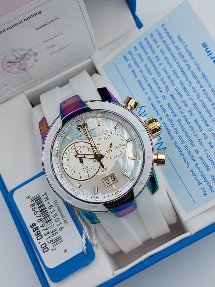 Technomarine watch (Category: Luxury Watches) located in Pasay City. Submitted by lizshoppe (Listing ID 1095656786, Image 1). Description: Back in stock from USA Onhand PHILIPPINES 🇵🇭 LIMITED STOCK ONLY ⌚ Technomarine • ₱ 12,700 • Money back guarantee if proven fake • Mother of pearl face • Sapphire crystal cover face • Available size 45mm • Inclusion ( box, tag,manual and warranty card ).