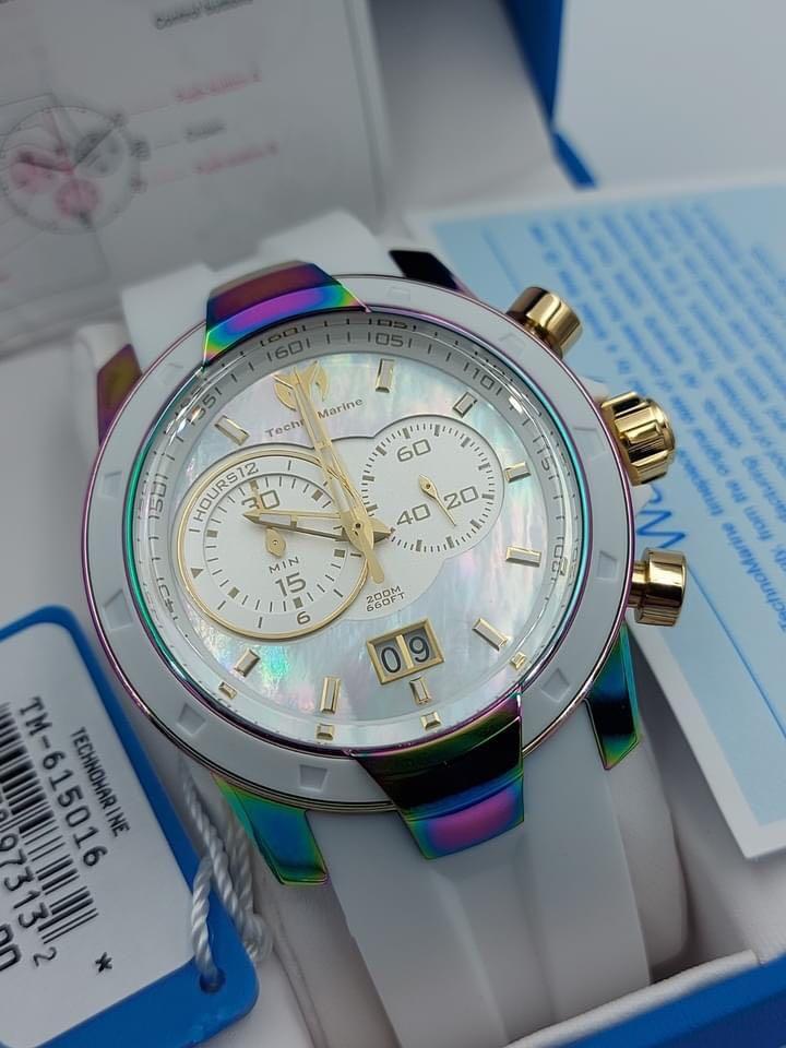 Technomarine watch (Category: Luxury Watches) located in Pasay City. Submitted by lizshoppe (Listing ID 1095656786, Image 3). Description: Back in stock from USA Onhand PHILIPPINES 🇵🇭 LIMITED STOCK ONLY ⌚ Technomarine • ₱ 12,700 • Money back guarantee if proven fake • Mother of pearl face • Sapphire crystal cover face • Available size 45mm • Inclusion ( box, tag,manual and warranty card ).