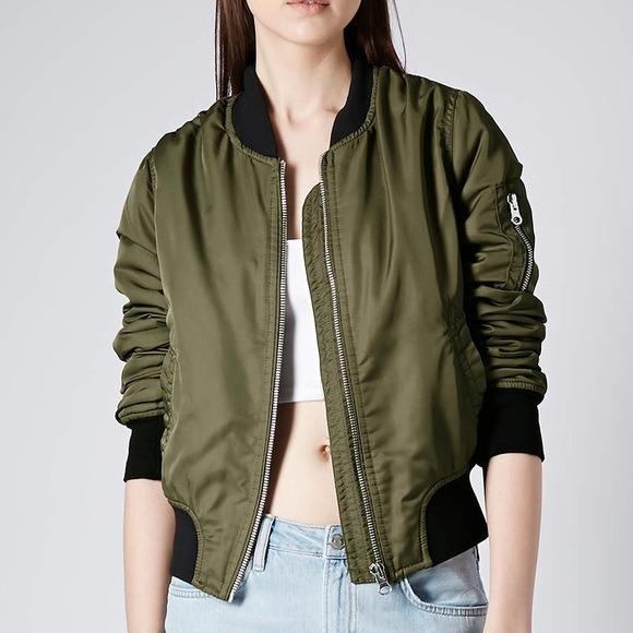 green bomber jacket topshop