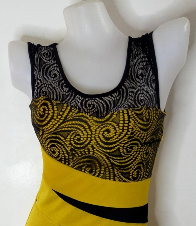Yellow and black dress combination Women s Fashion Dresses