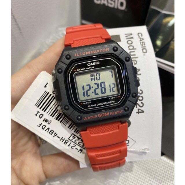 100% Original) Casio W-218H-1B Classic Quartz Digital Resin Case & Strap  Watch W218H W218H-1B W-218H-1BV