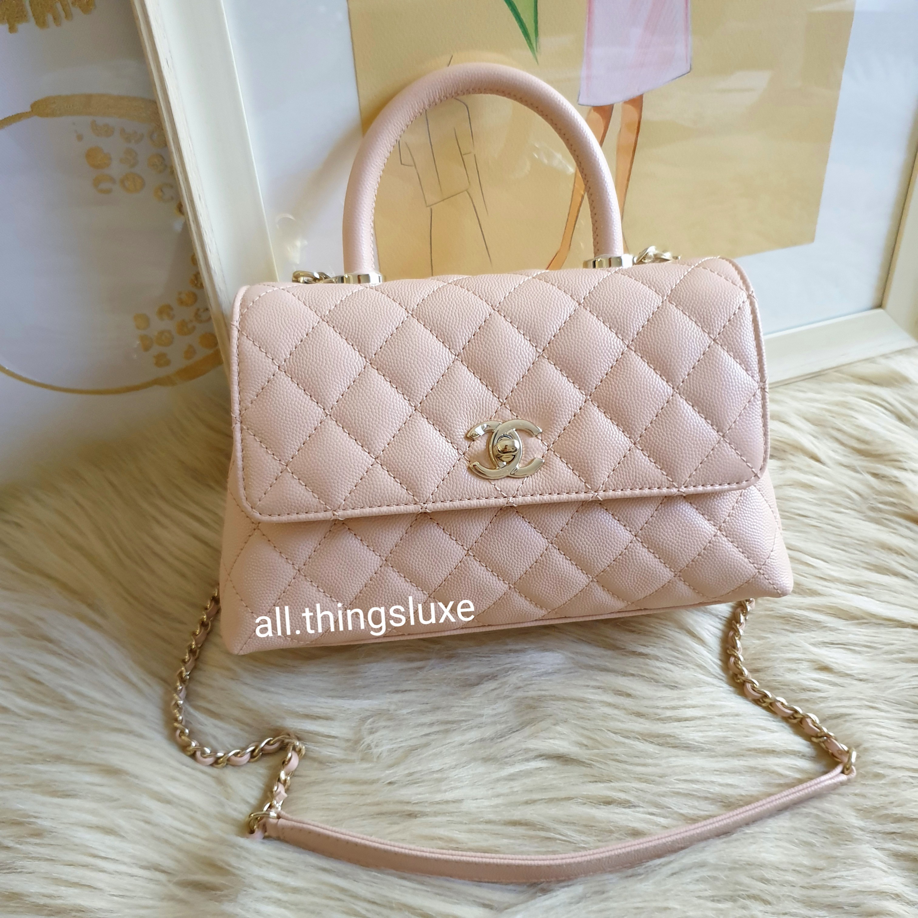 21A Chanel Pink Coco Handle Small Caviar LGHW, Luxury, Bags