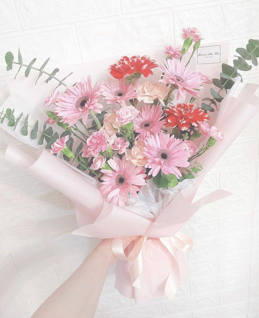 非洲菊花束鮮花粉色花生日花束情人節花束畢業花束生日花畢業花求婚花打卡香港花店送花情人節 興趣及遊戲 手作 自家設計 文具及工藝