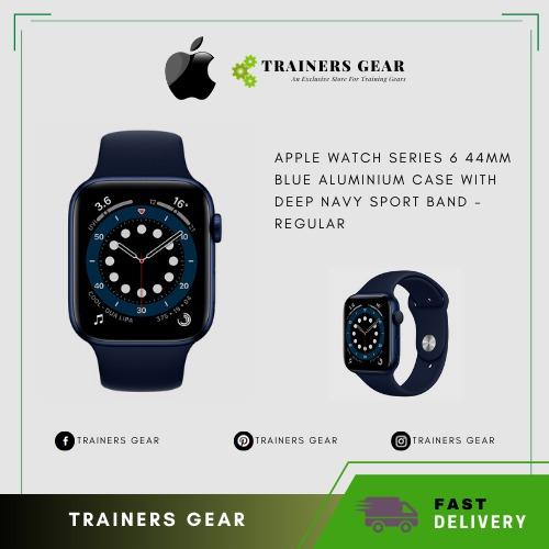 Apple watch series 6 44mm blue discount aluminium case with deep navy sport band