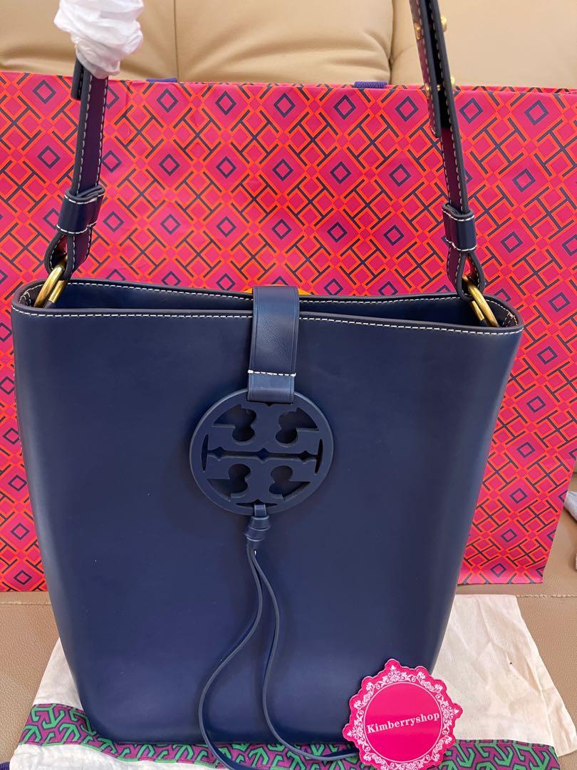 Authentic Tory Burch Miller bucket bag in navy, Women's Fashion, Bags &  Wallets, Tote Bags on Carousell