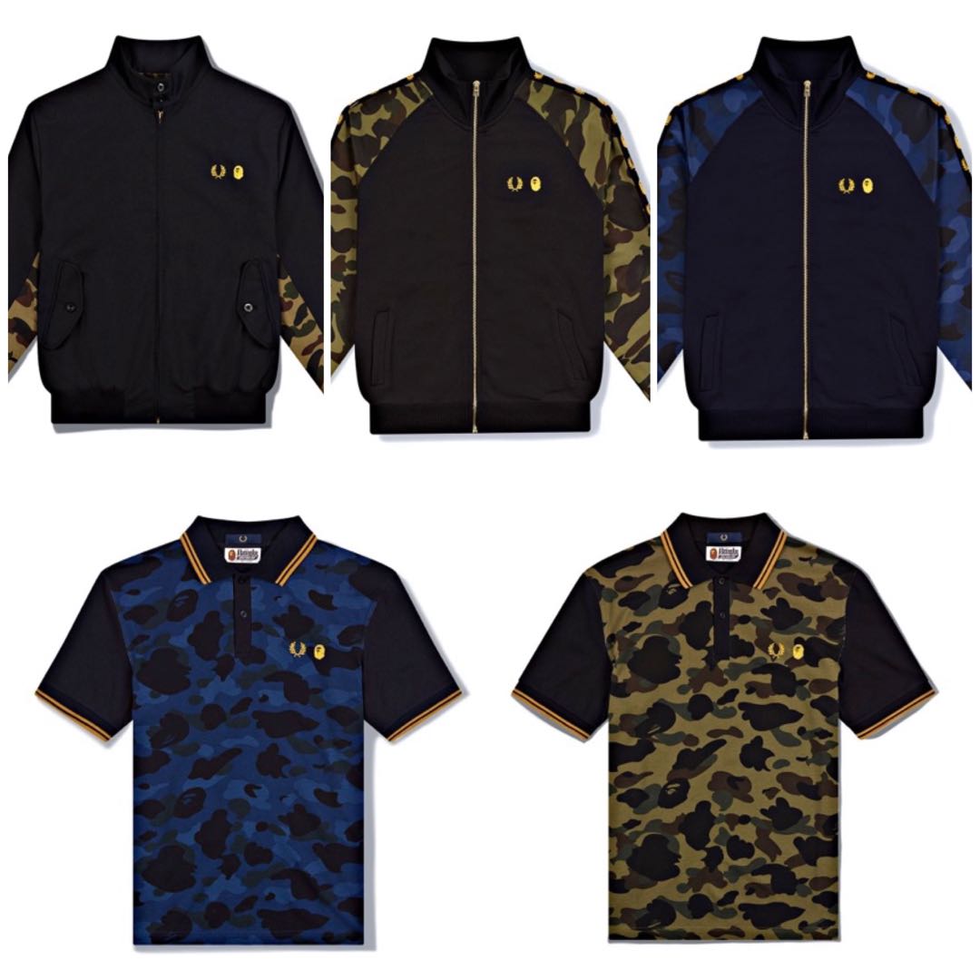 Bape x fred perry polo shirt track jacket, Men's Fashion, Tops