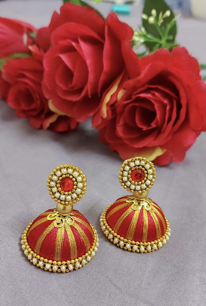 Beautiful handmade silk thread earring jhumka