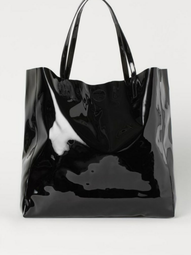 Black patent leather tote bag 2025