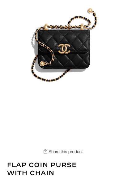 CHANEL 21A Mini Flap Coin Leather Purse Crossbody Bag Black