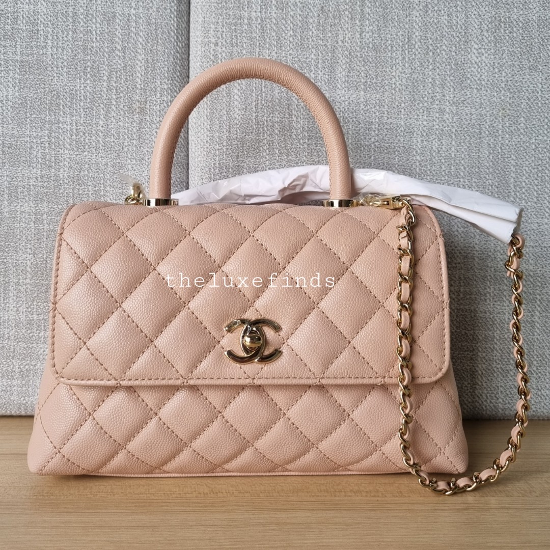 Chanel 21A Small Coco Handle Caviar ND022 Rose Clair / Light Pink LGHW