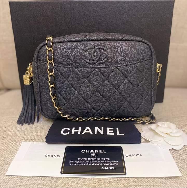 Mint! Chanel Mini CC Caviar Camera Bag Small Black Quilted Crossbody