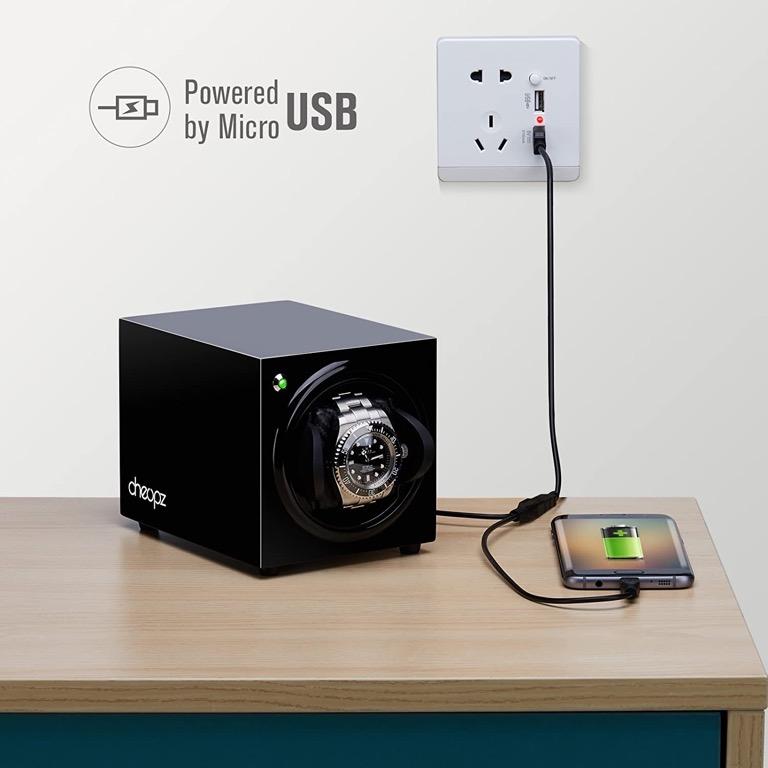 Cheopz Black Single Watch Winder Box for Automatic Watch