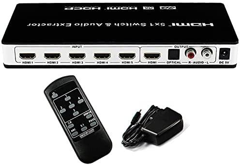 HDMI Switcher 4 in 2 Out HDMI Switch 4x2 HDMI Switch Selector 4 Port Box with IR Remote Control HDMI 1.4 HDCP 1.4 Support 4K@30Hz Ultra HD 3D 2160P 1080P