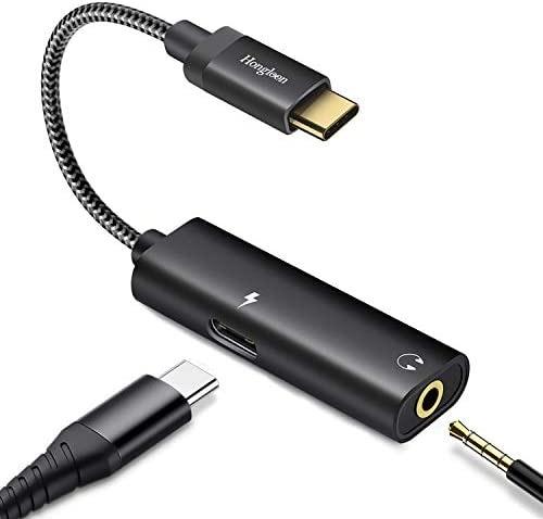 LecLooc 2 in 1 USB C to 3.5mm Headphone Audio and Charger Adapter, Type c  to Aux Hi-fi Audio with PD 60W Fast Charge for iPhone 15 Plus, Galaxy S23
