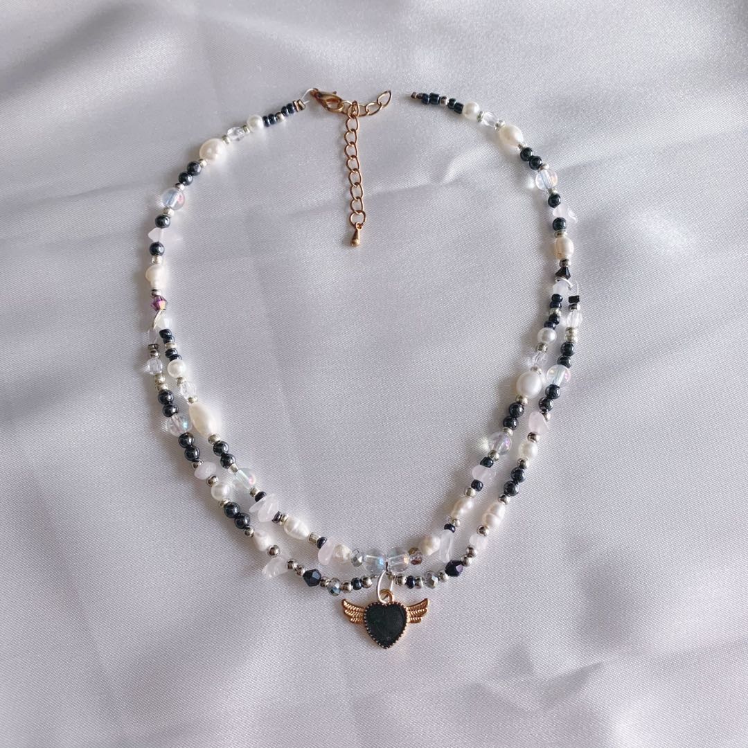 Double Layered Beaded Necklace y2k Fairycore Women s Fashion