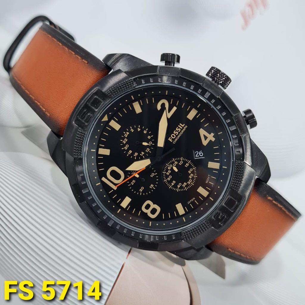 Fossil Men's Bronson Sport Brown Crocodile Leather Chronograph Watch FS5714  Original, Men's Fashion, Watches & Accessories, Watches on Carousell