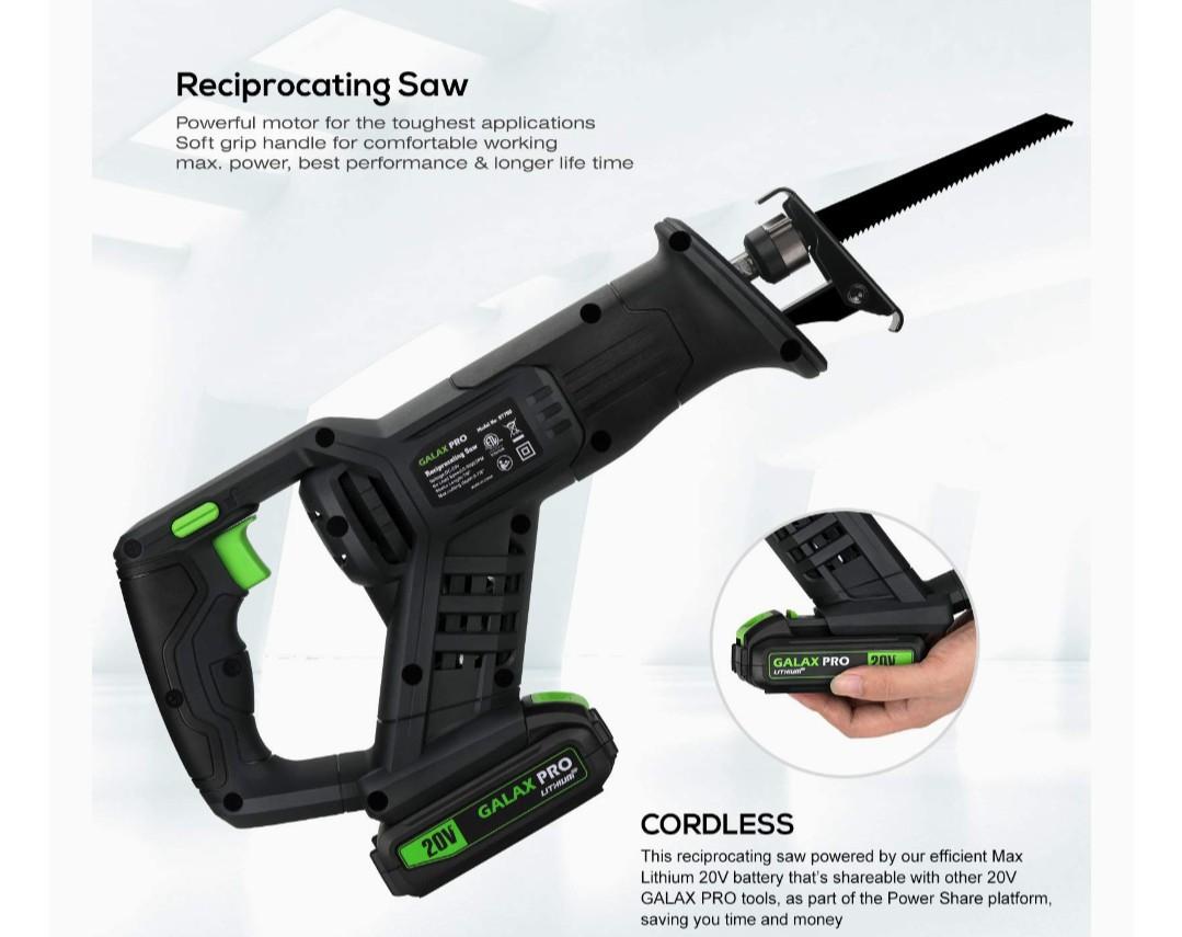 GALAX PRO 20V RECIPROCATING SAW MODEL:97705, Furniture  Home Living,  Gardening, Gardening Tools  Ornaments on Carousell