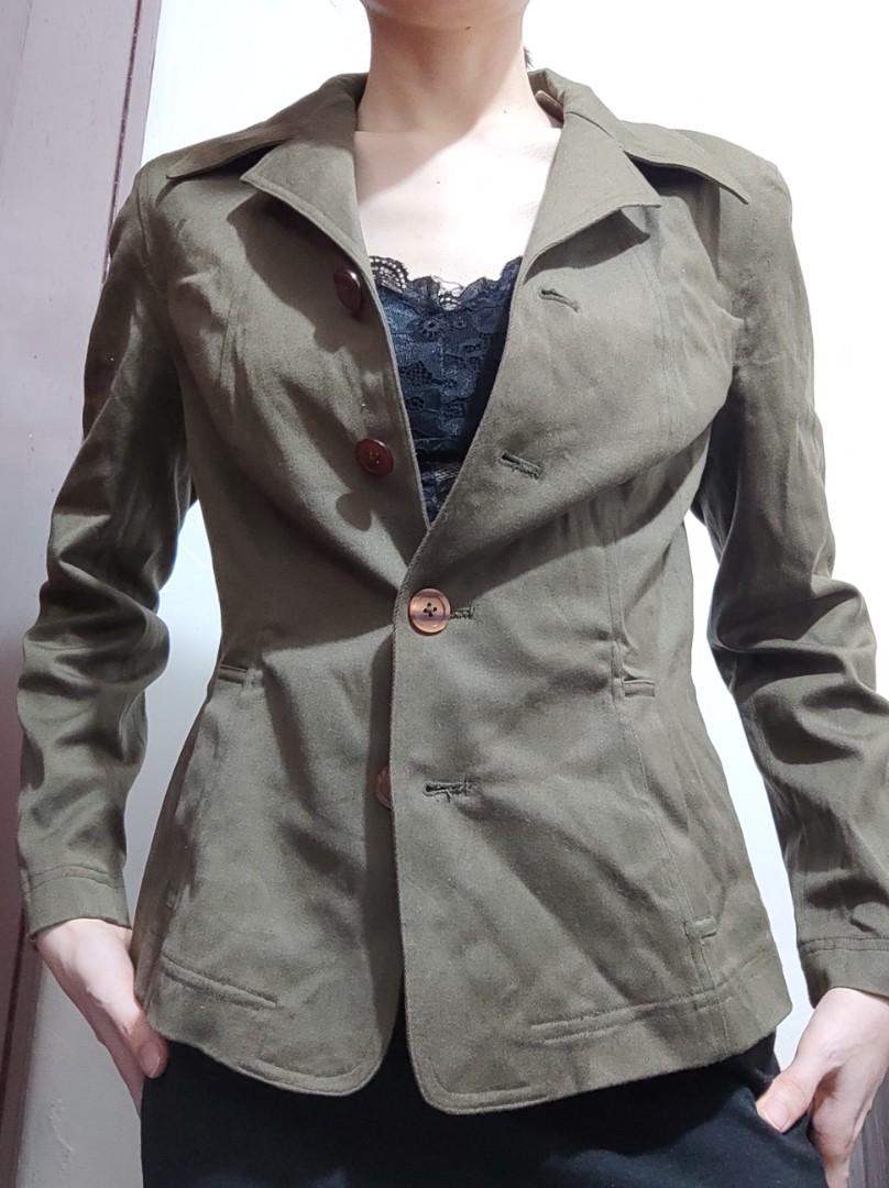 GIORDANO ladies green blazer jacket w shoulder pads Women s