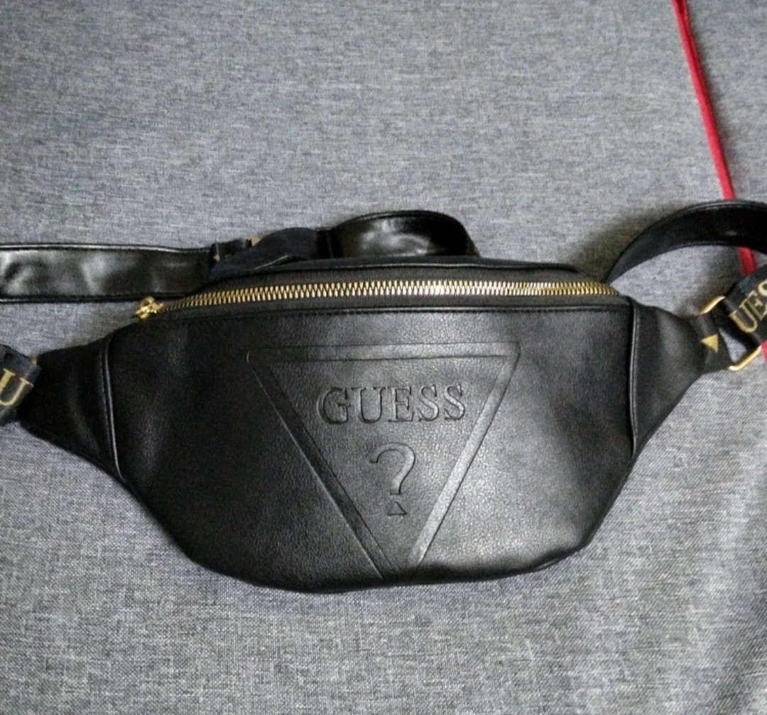 Guess waist bag leather black store