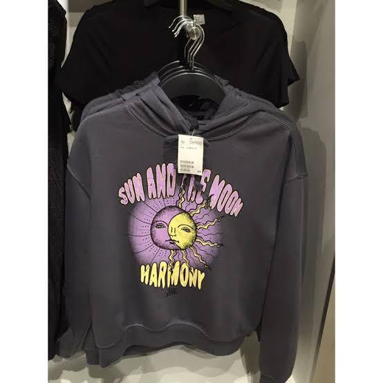 H M Hoodie sun and the moon sweater Fesyen Wanita Pakaian Wanita